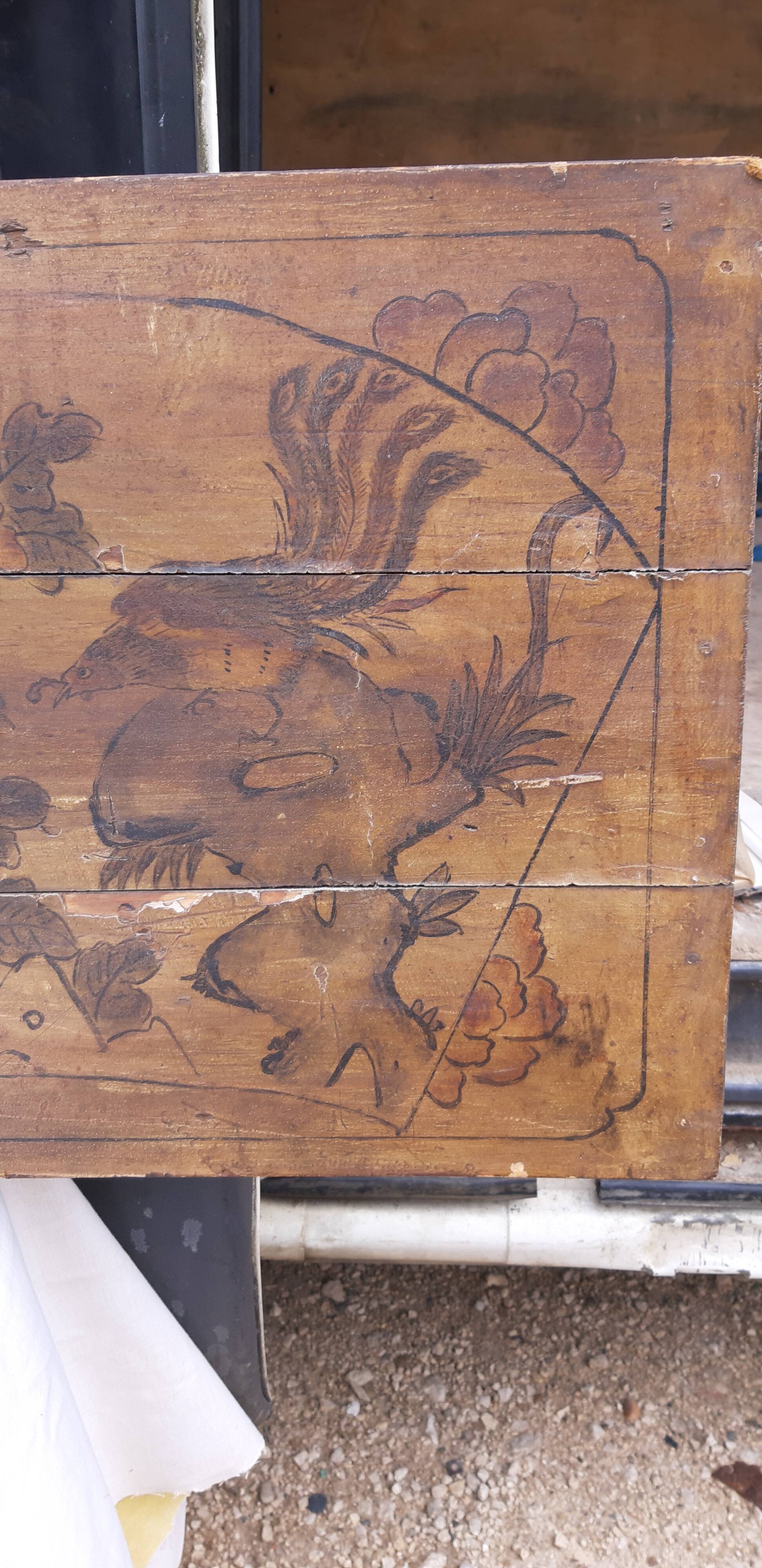 Panel Silkscreened wood China 19th