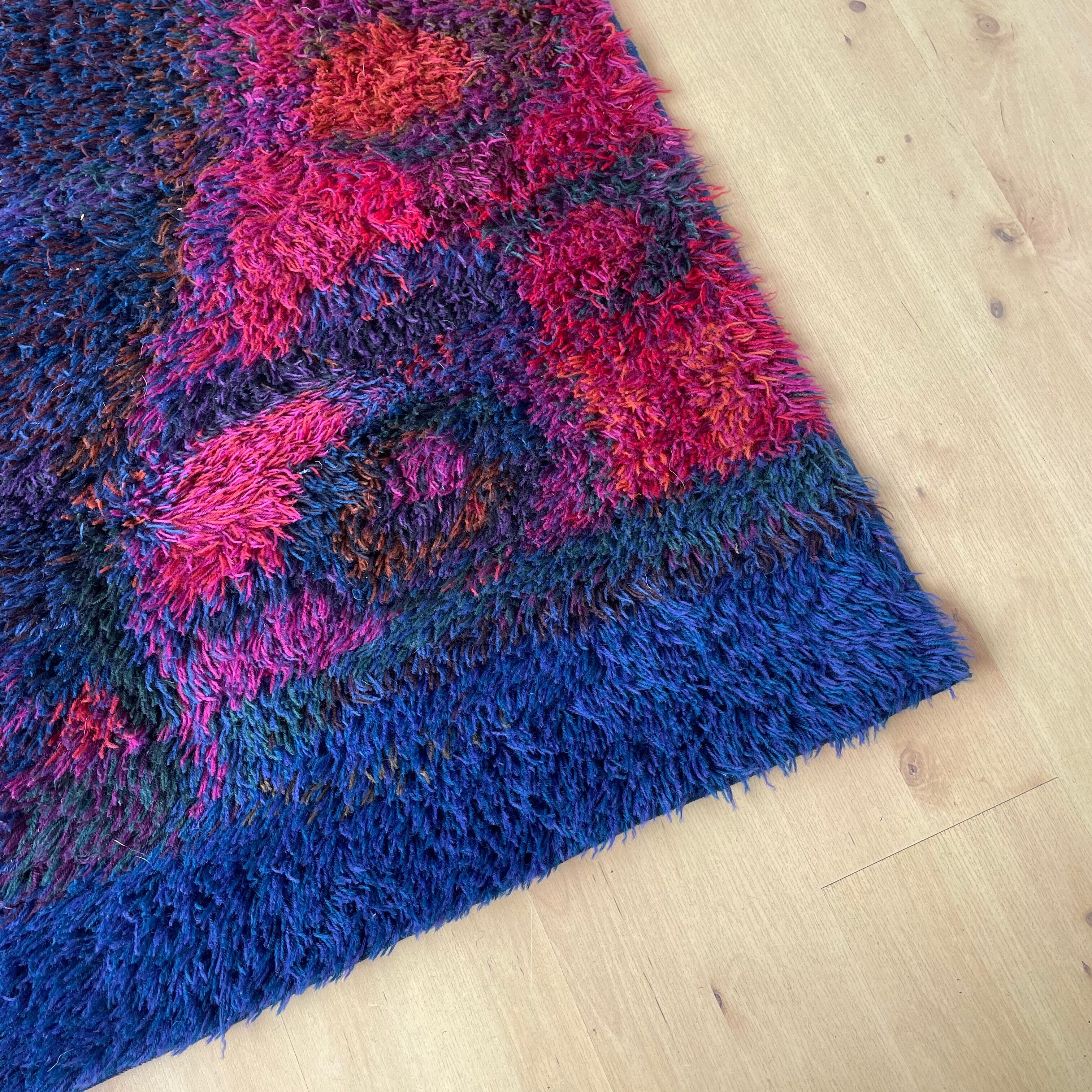 Original scandinavian rya rug by oili mäki for finnrya oy ab, finland