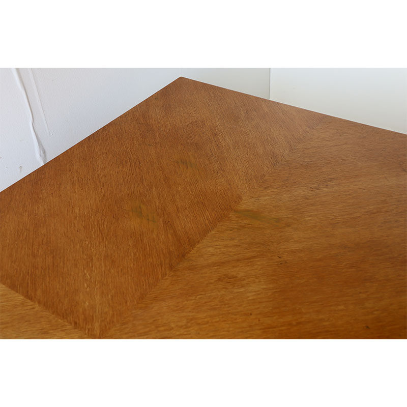 Vintage extendable dining table in wood and metal base, 1950