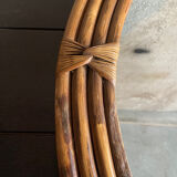Vintage rattan oval mirror, 54x39 cm