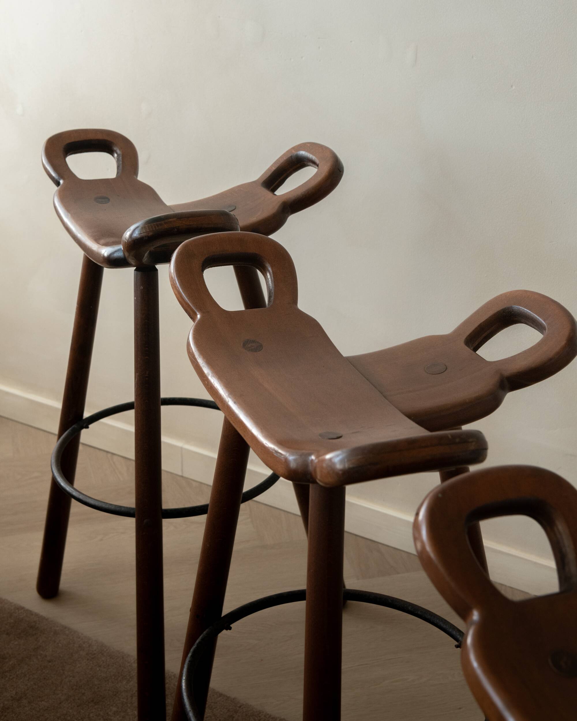 Vintage Spanish Brutalist Marbella Bar Stools by Confonorm, 1970s, Set of 3