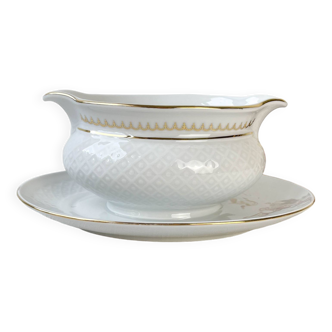 Saucière porcelaine blanche dorée BAVARIA modèle "Annabell"