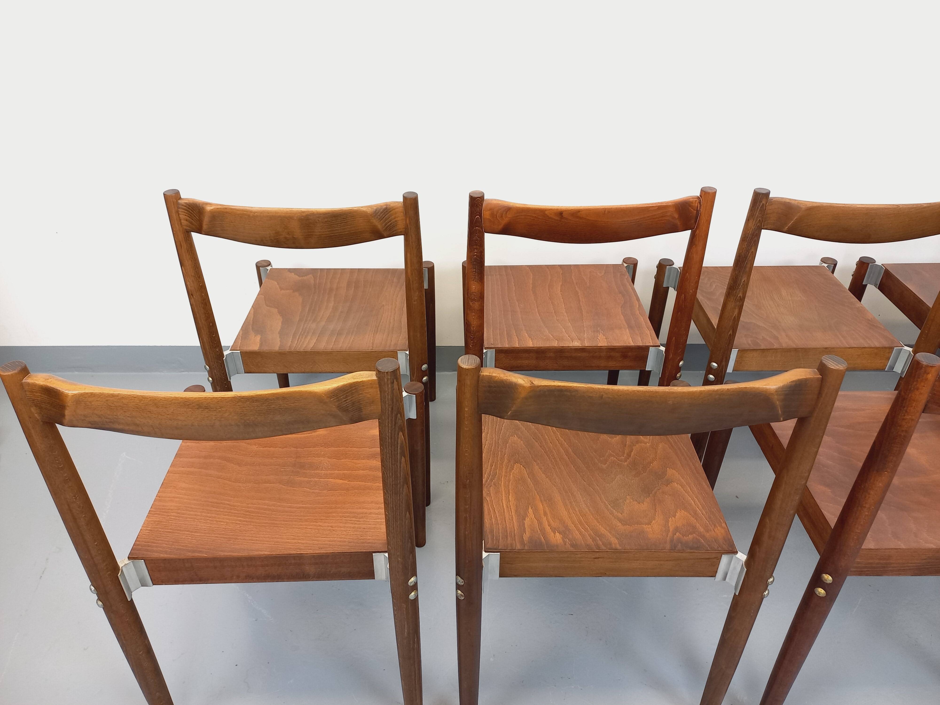 Set of 8 stackable chairs from the Czech manufacturer Bukoza