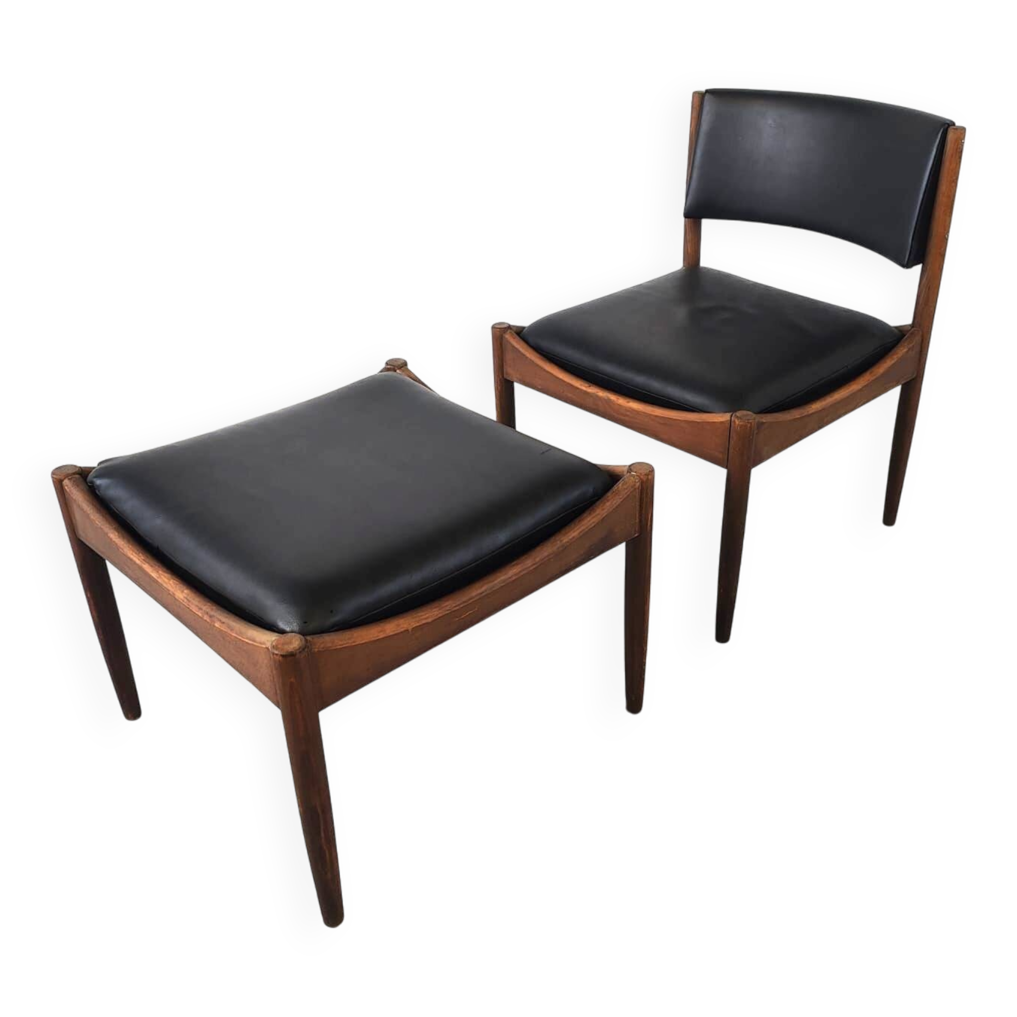 Mid century Scandinvian lounge chair with stool, 1960s