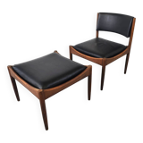 Mid century Scandinvian lounge chair with stool, 1960s