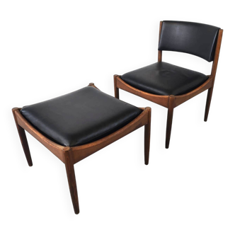 Mid century Scandinvian lounge chair with stool, 1960s