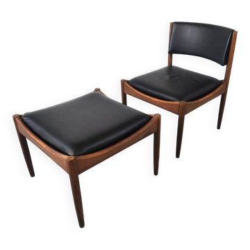 Mid century Scandinvian lounge chair with stool, 1960s