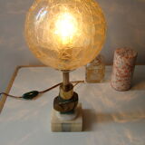 Art Deco nautilus table lamp, marble and golden globe