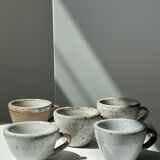 Set of 5 Indonesian ceramic handle coffee cups