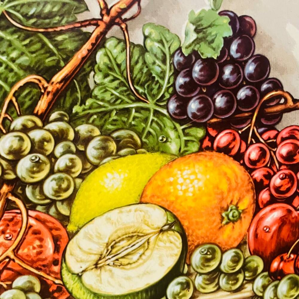 Large  enamel tin tray still life fruit Daher