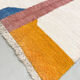 Moroccan Berber carpet beni ouarain ecru with colorful patterns 143x110cm