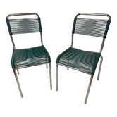 Lot de 2 chaises scoubidou HAUSER Montreuil – métal chromé – vintage r