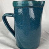 Blue enamelled stoneware pitcher