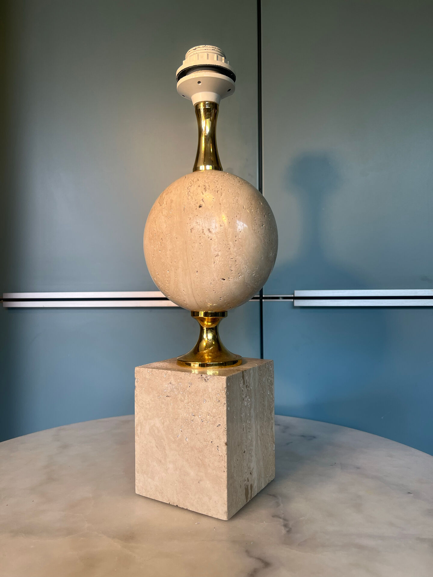 Lampe barbier en travertin 
