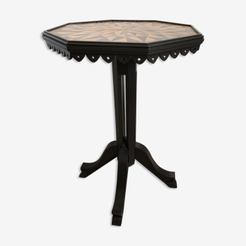 Octagonal inlaid pedestal table