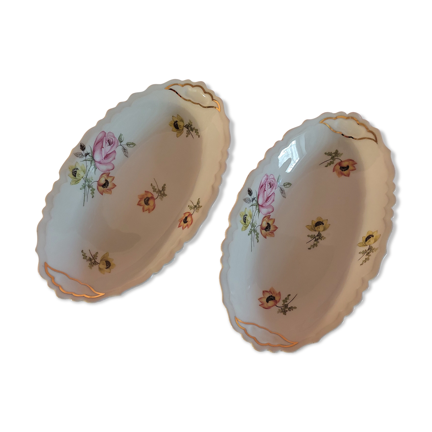 Dishes raviers lot of two porcelain of Limoges Charbernaud and Larcher