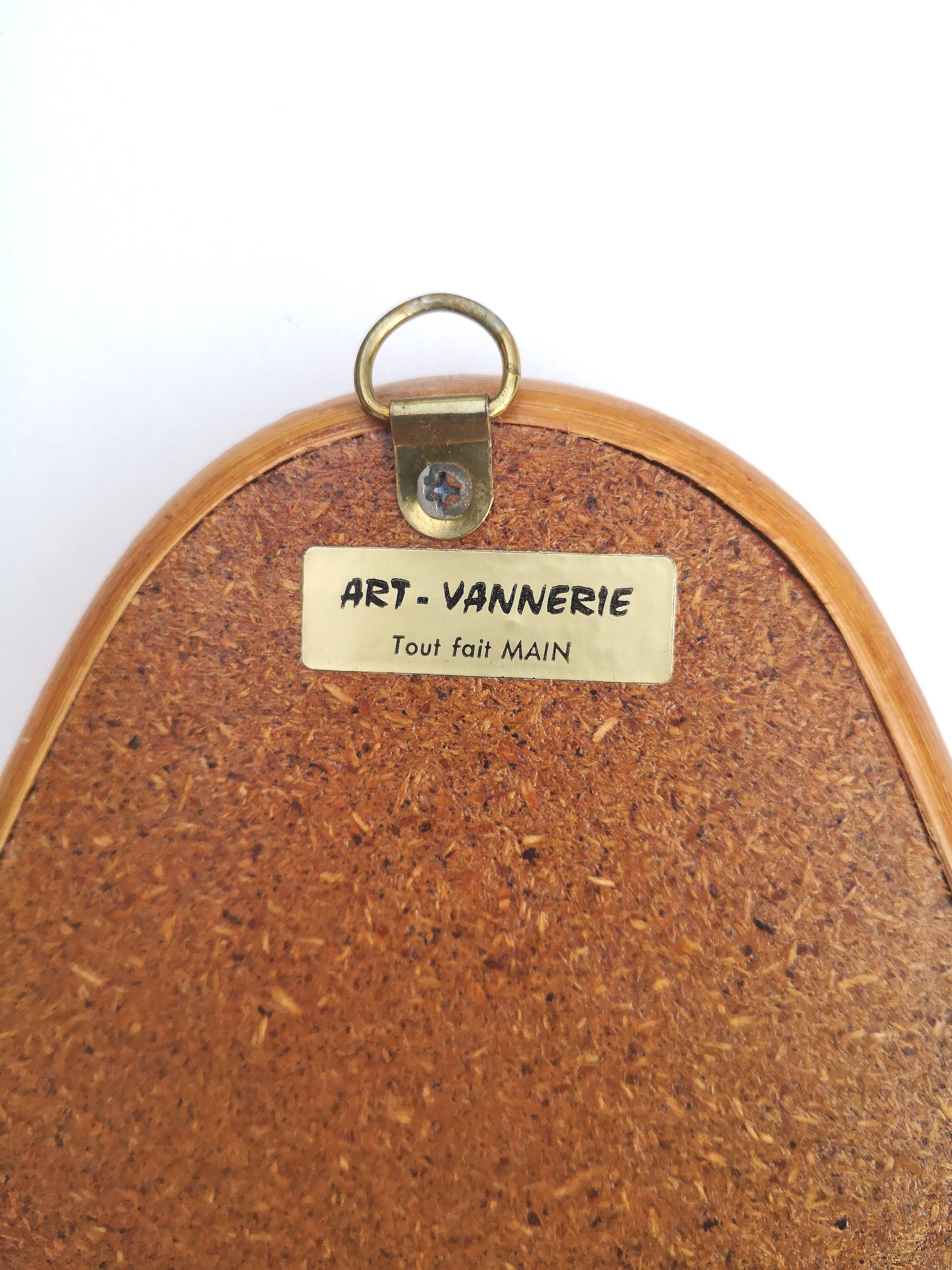 Miroir vintage en rotin, 32,5x24 cm