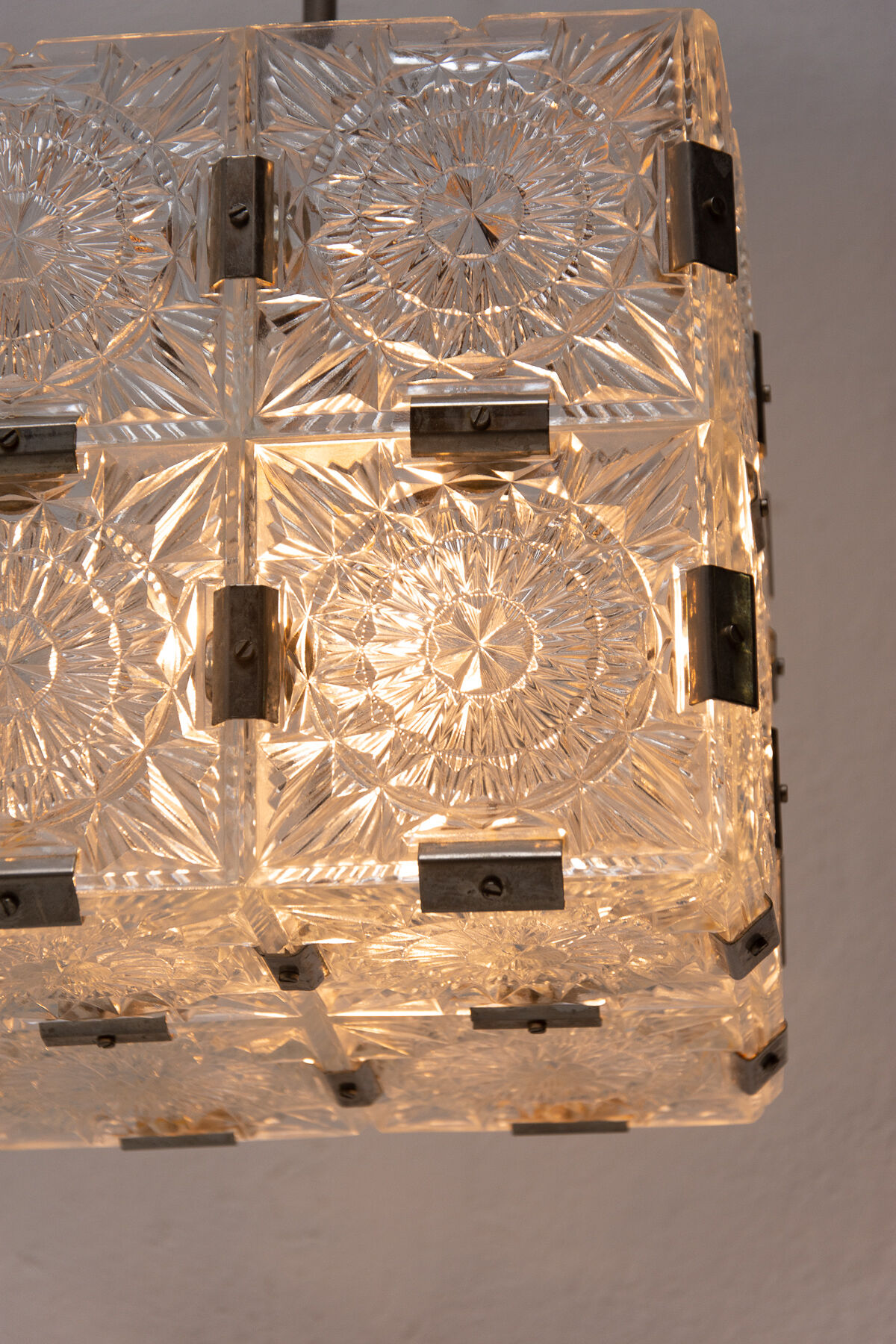 Pair of Glass Cube Pendants for Kamenický Šenov, 1970s