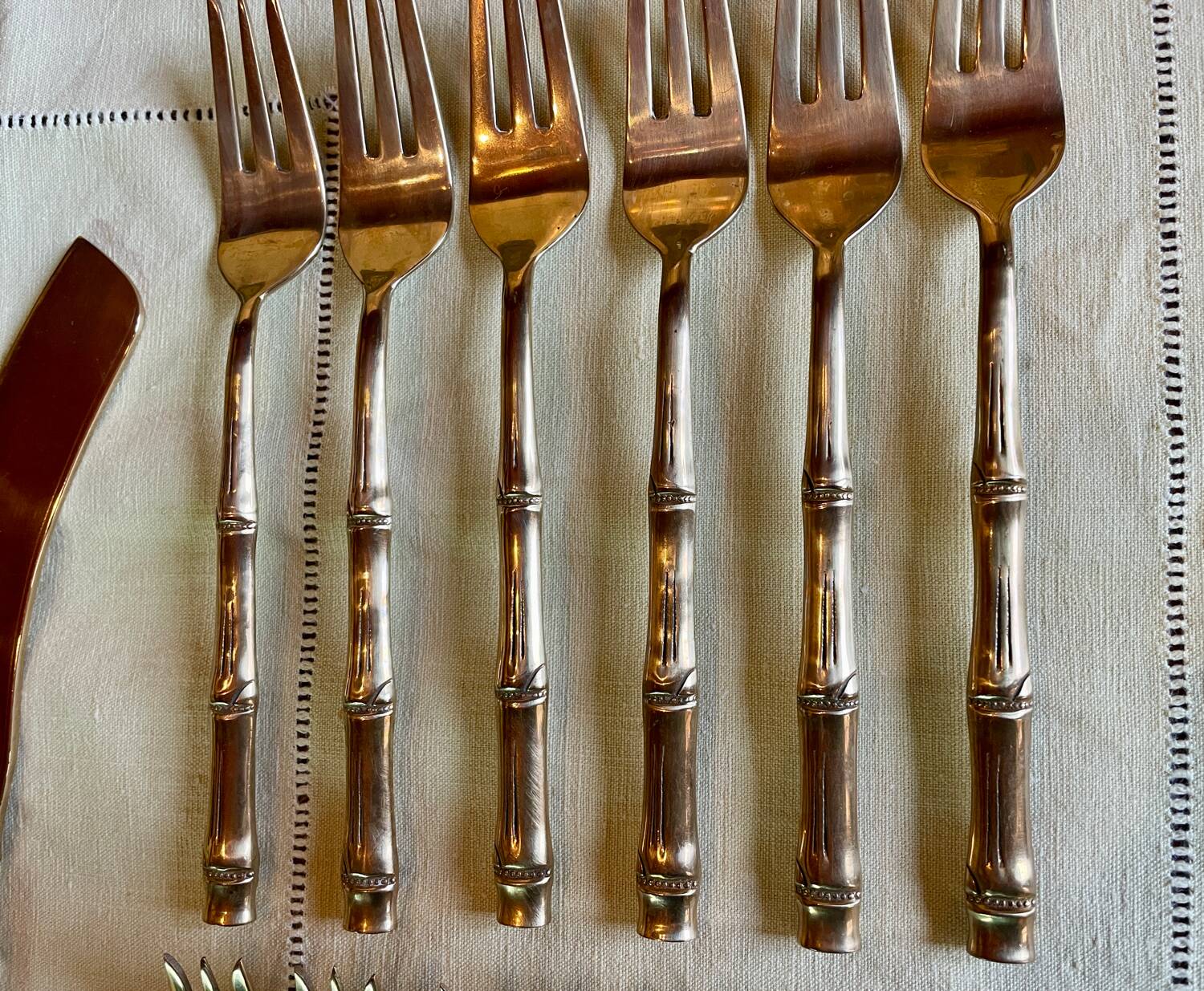 16 Bamboo nickel bronze dessert cutlery