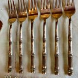 16 Bamboo nickel bronze dessert cutlery