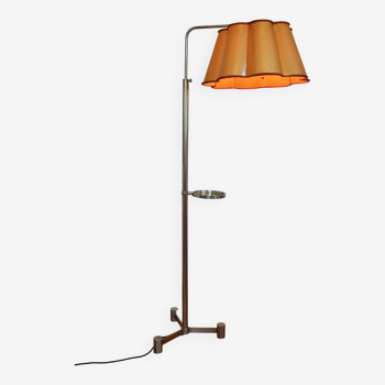 Art Deco Nickel Floor Lamp, Adjustable Height, 1930s