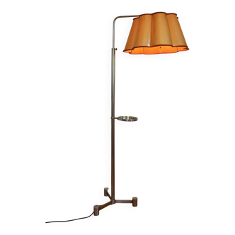 Art Deco Nickel Floor Lamp, Adjustable Height, 1930s