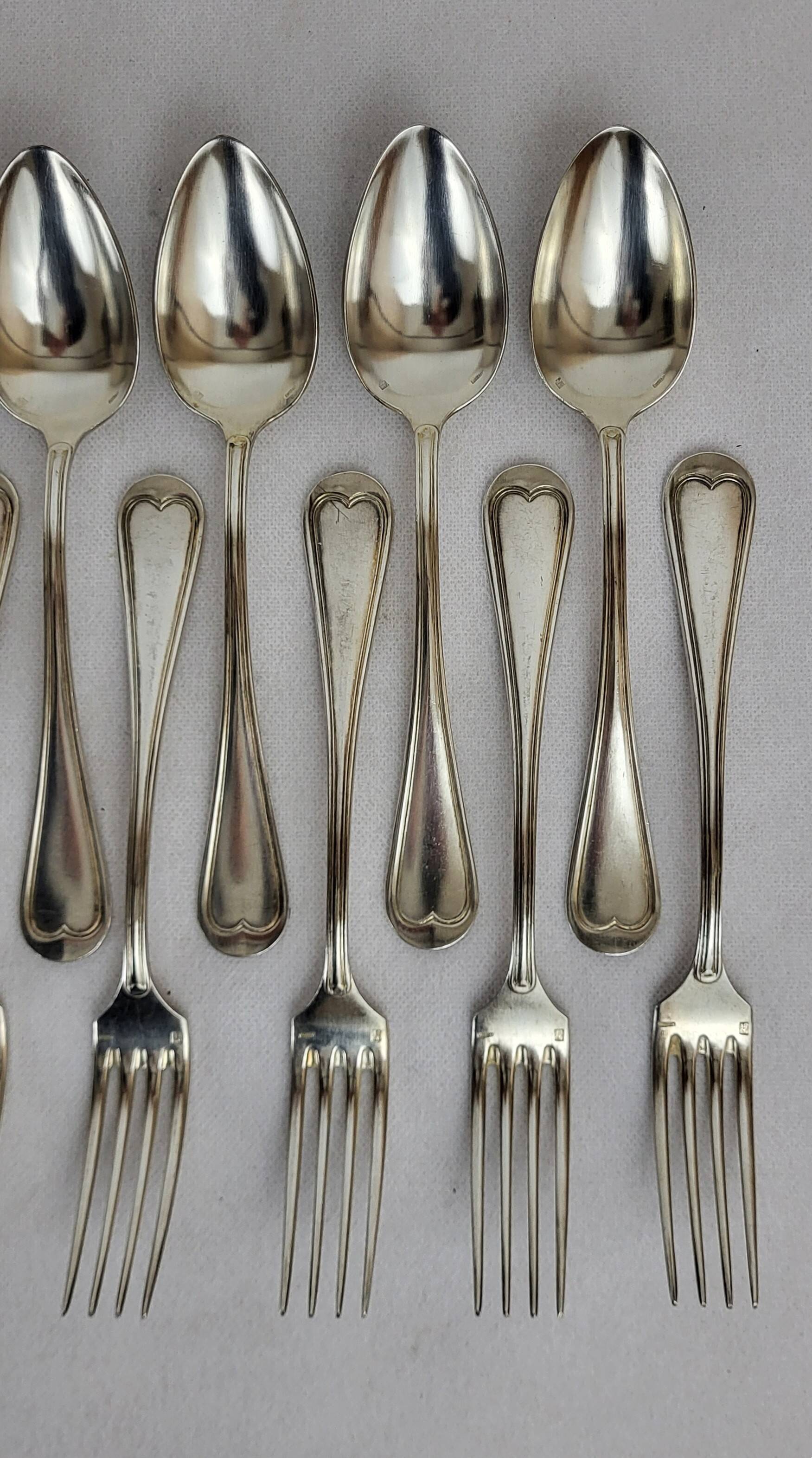 Cutlery set / 24-piece service in silver-plated metal Apollo