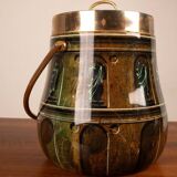 Parchment ice bucket model 935D with Fornasetti decoration by Aldo Tura, 1950