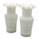 Pair of small antique white opaline fairground vases, vintage, french