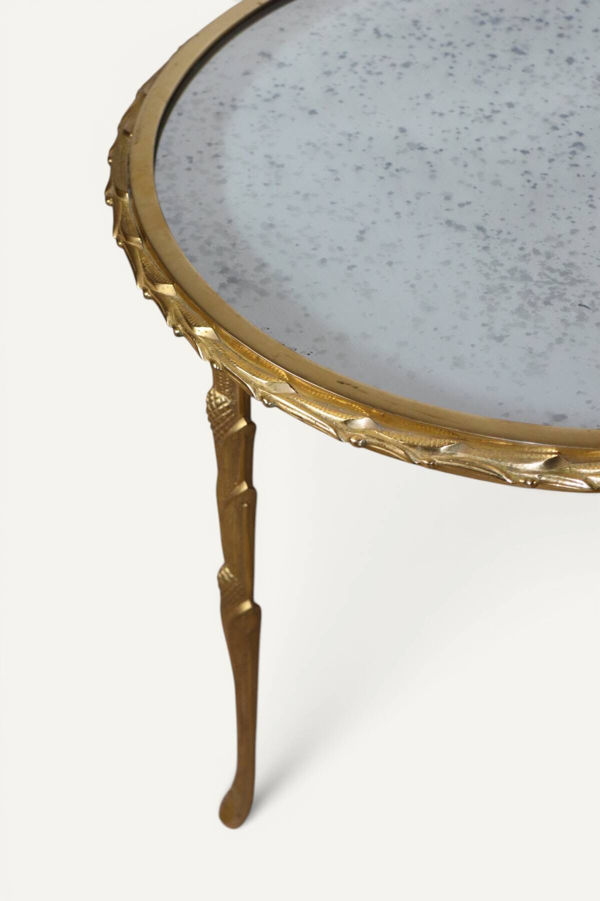 Maison Baguès coffee table in gilded bronze and aged mirror – 1950s