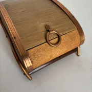 Vintage cigarette dispenser 1960 curtain box wood copper - 21 x 12 cm
