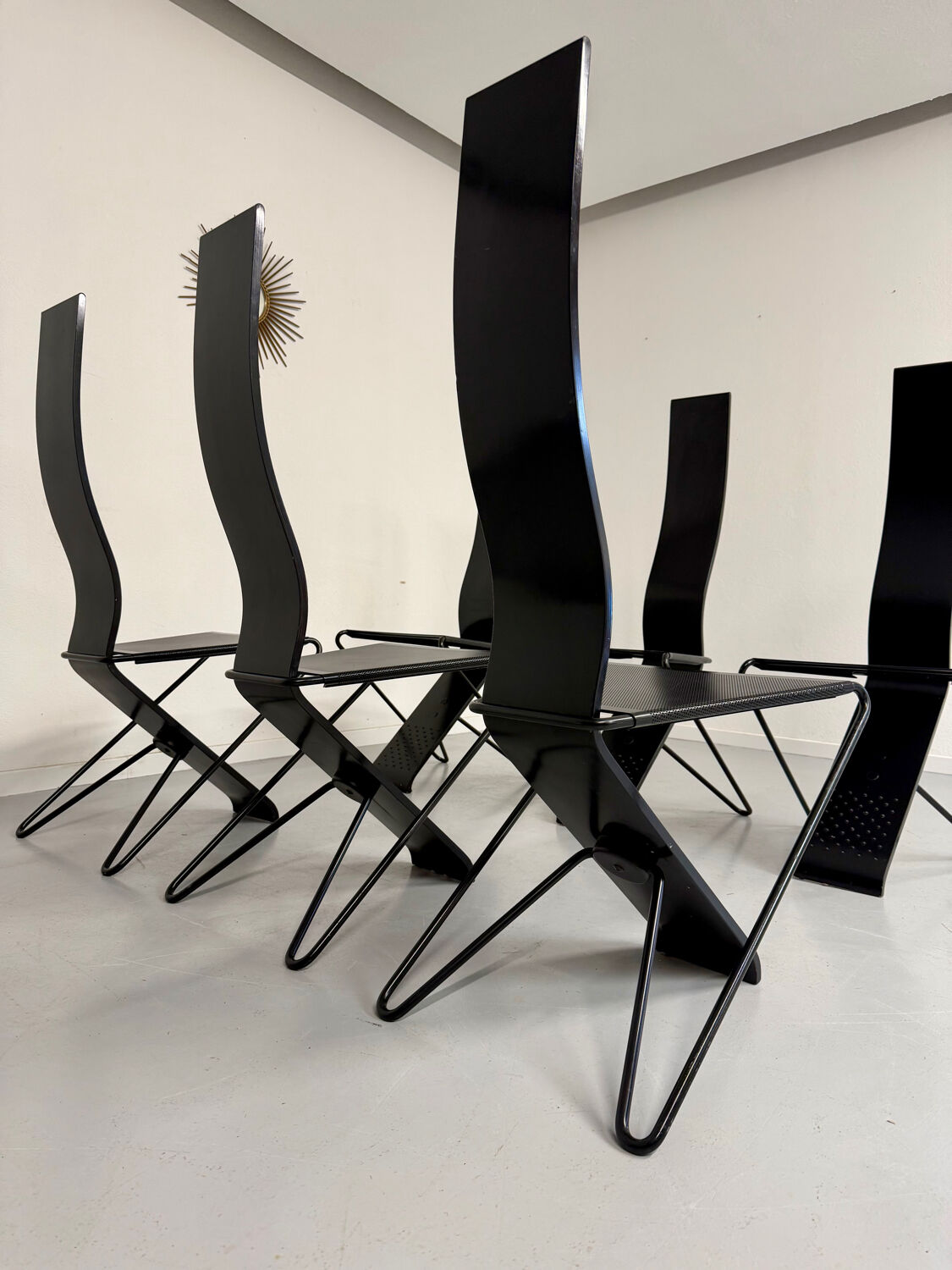 Set of 6 Italian design chairs by Pietro Arosio, postmodern, 1980s.