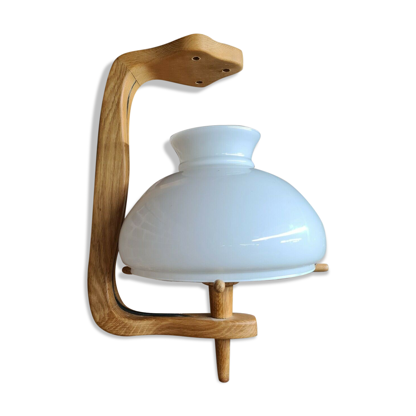 Vintage pendant lamp with opaline "your home" by Guillerme & Chambron