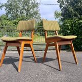 Pair of green chairs French modernism 1960