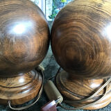 Pair of solid wood ball lamp bases