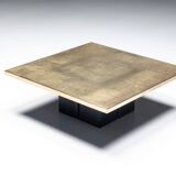Table basse en laiton gravé par Christian Heckscher, Belgique, années 1970