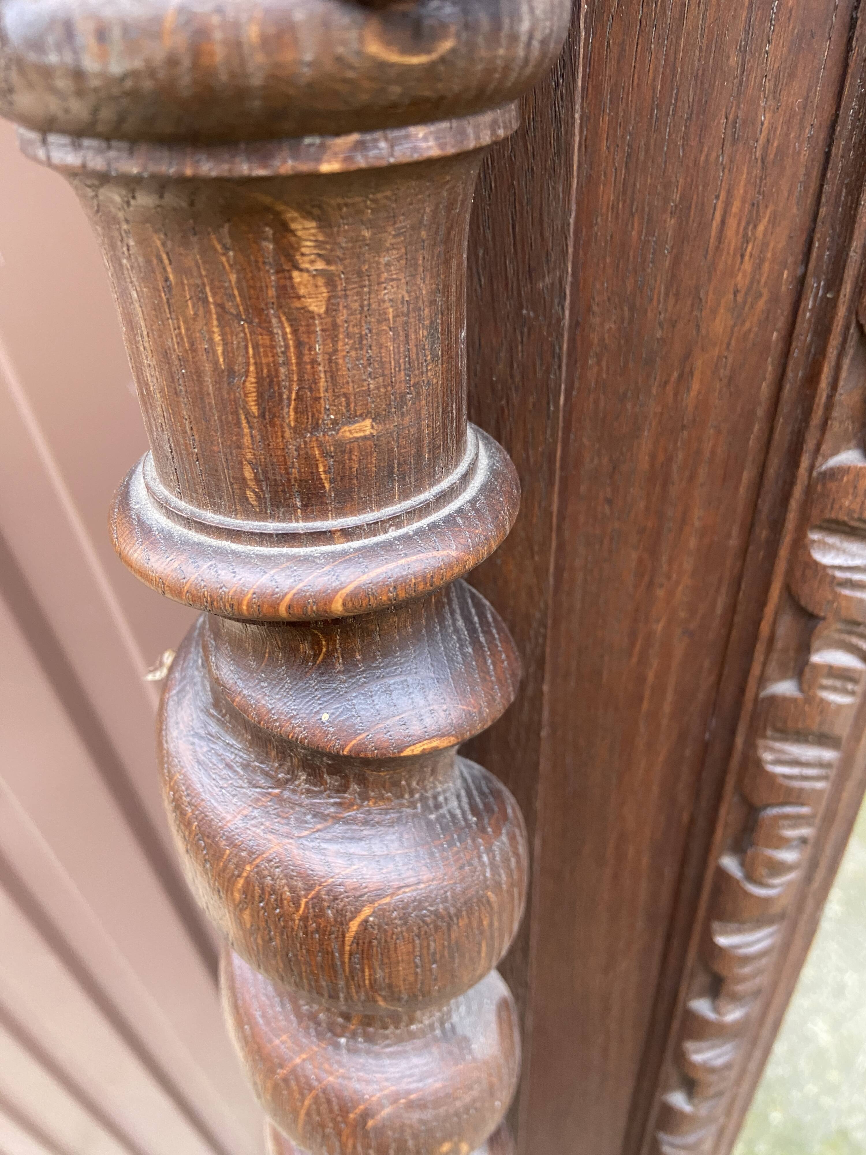 Renaissance style castle hunting mirror Louis XIII carved oak 1880