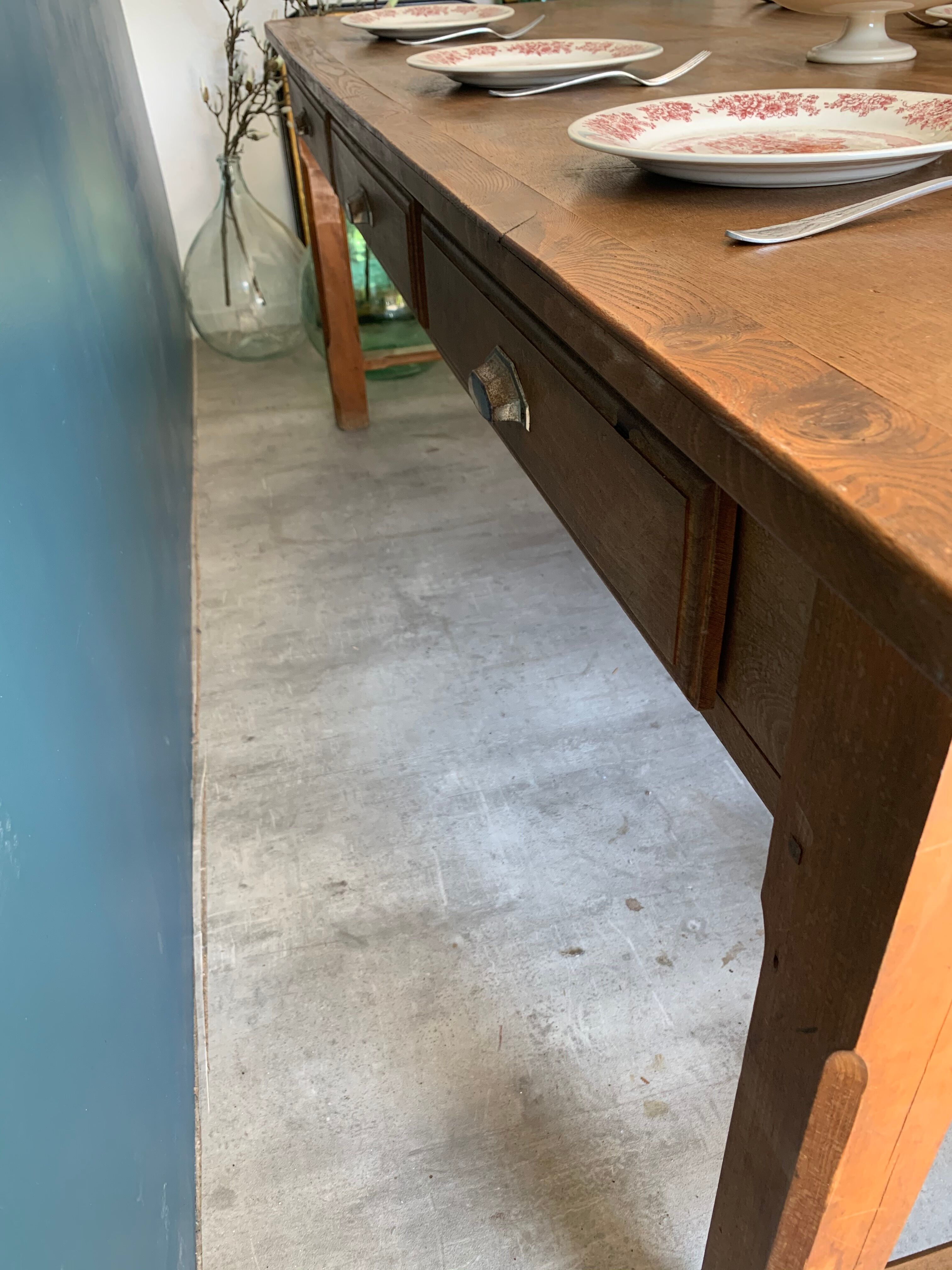 Farm table with 6 drawers