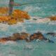 Seaside fisherman painting oil on canvas signed