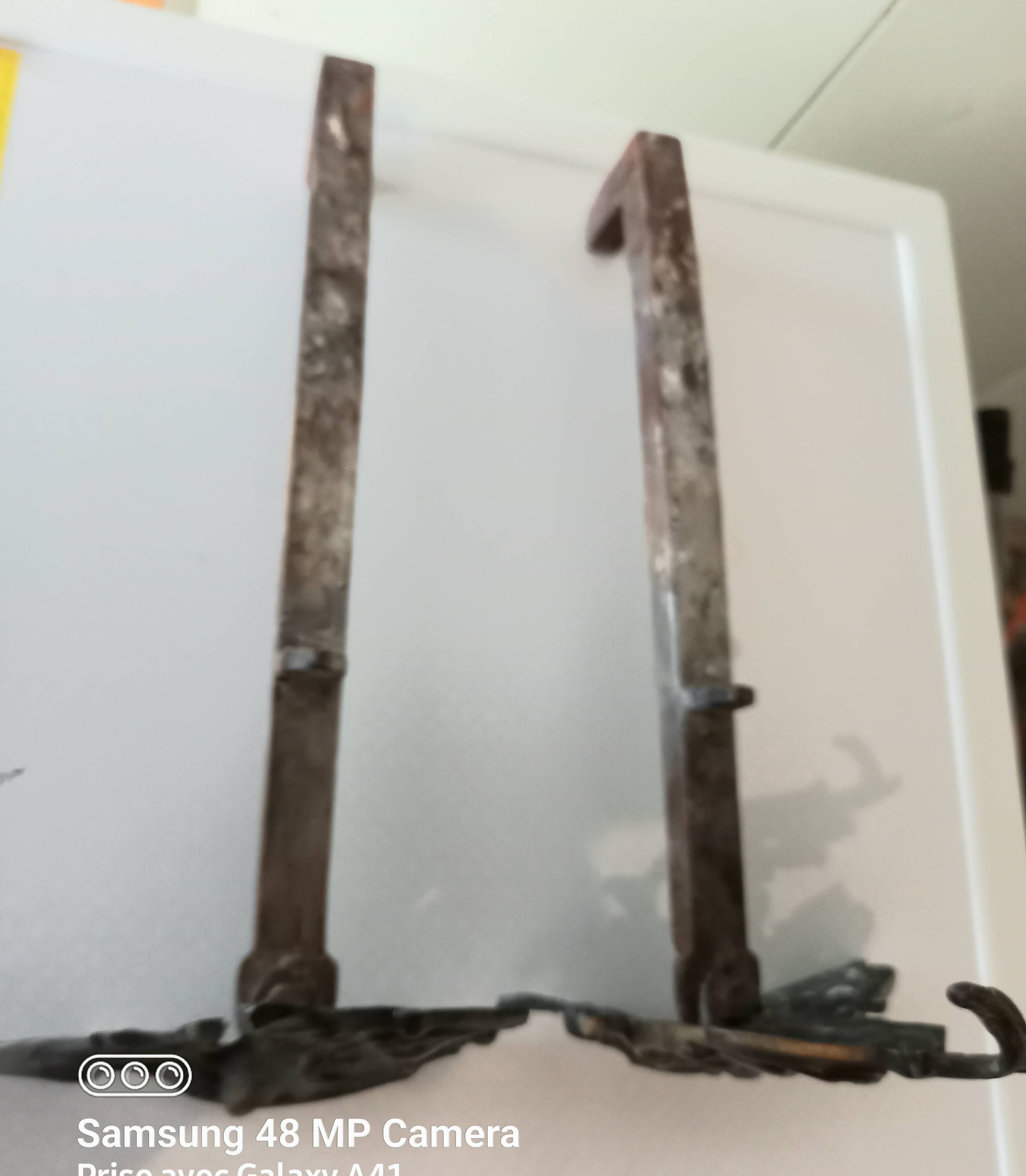 Louis XV bronze and cast iron chenets