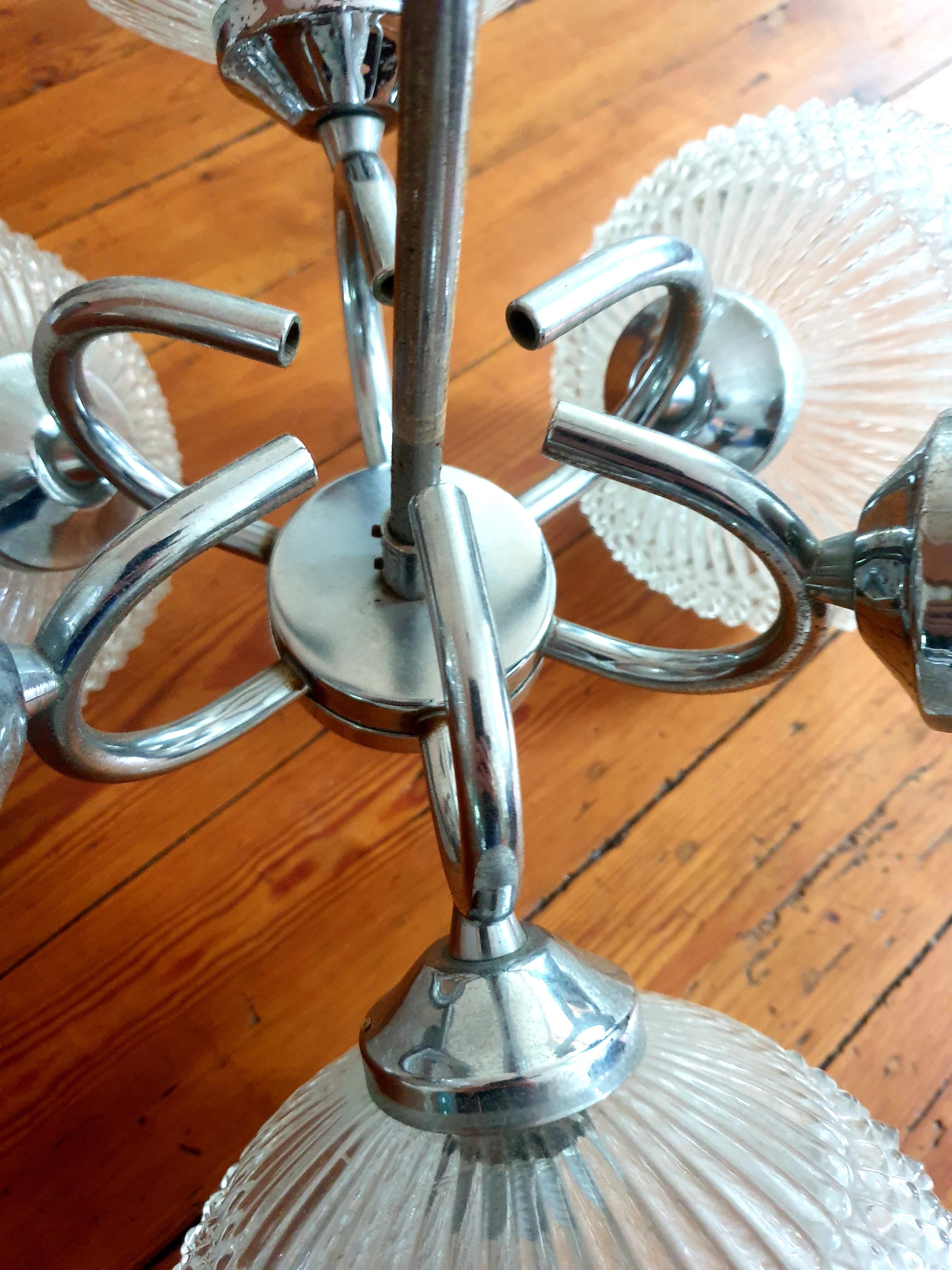 Chrome chandelier sputnik style 6 lights