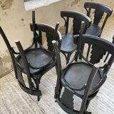 Set of 7 black bistro chairs