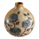 Ceramic lamp base with floral pattern, signed.