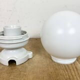 Vintage Porcelain Ceiling Light with Milk Glass , 1950s