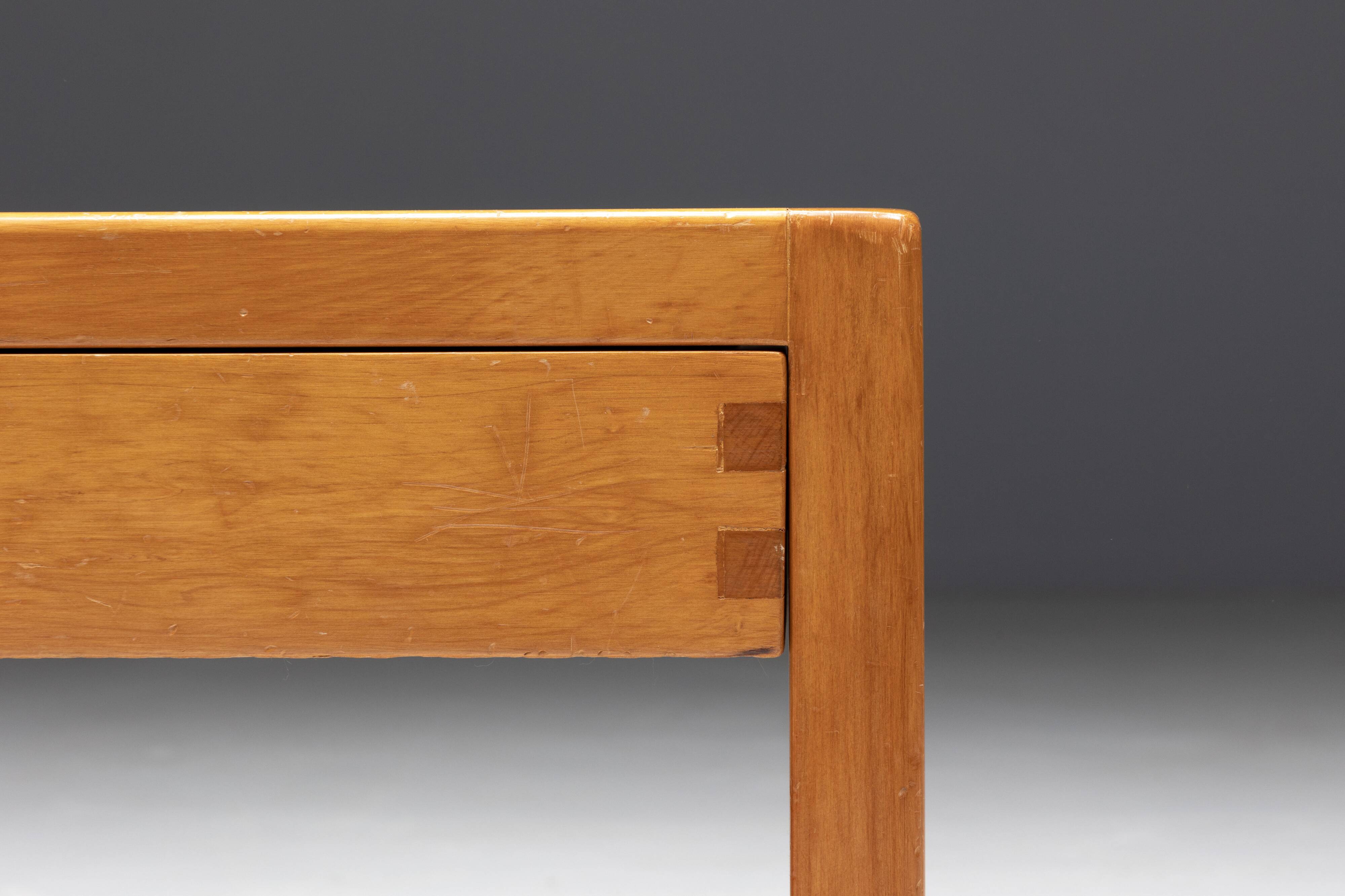 Pine Bedside Table, France, 1960s