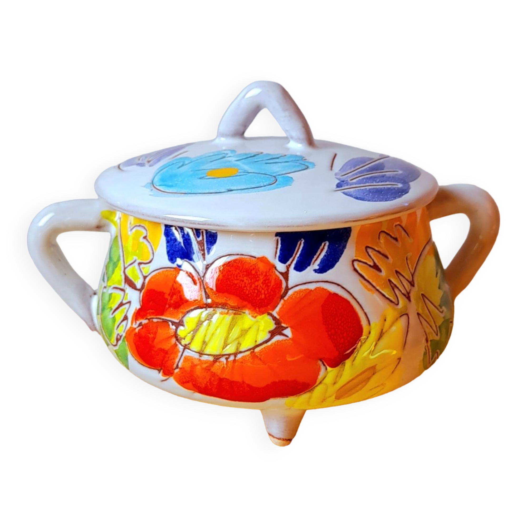 Tripod ceramic sugar bowl 60s
