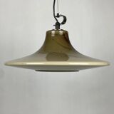 Large 'Cirrus' brown glass UFO suspension by Peill and Putzler XL 1970