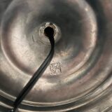 Vintage table lamp, front light, rice paper, pewter base, signed