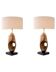 Pair of table lamps in patinated brass and black granite base.