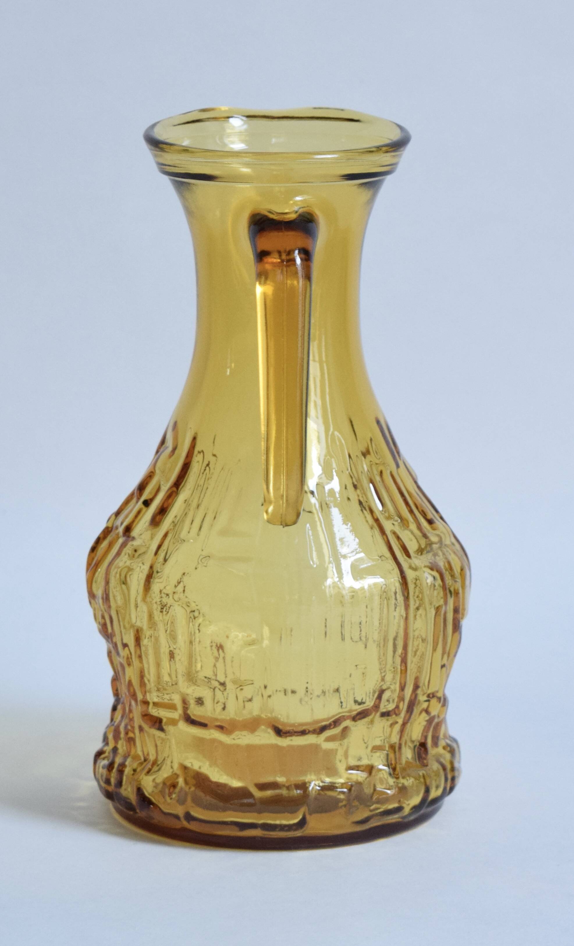 Vintage Amber Glass Orangeade Set - 1 Carafe + 4 Glasses - Made in Italy